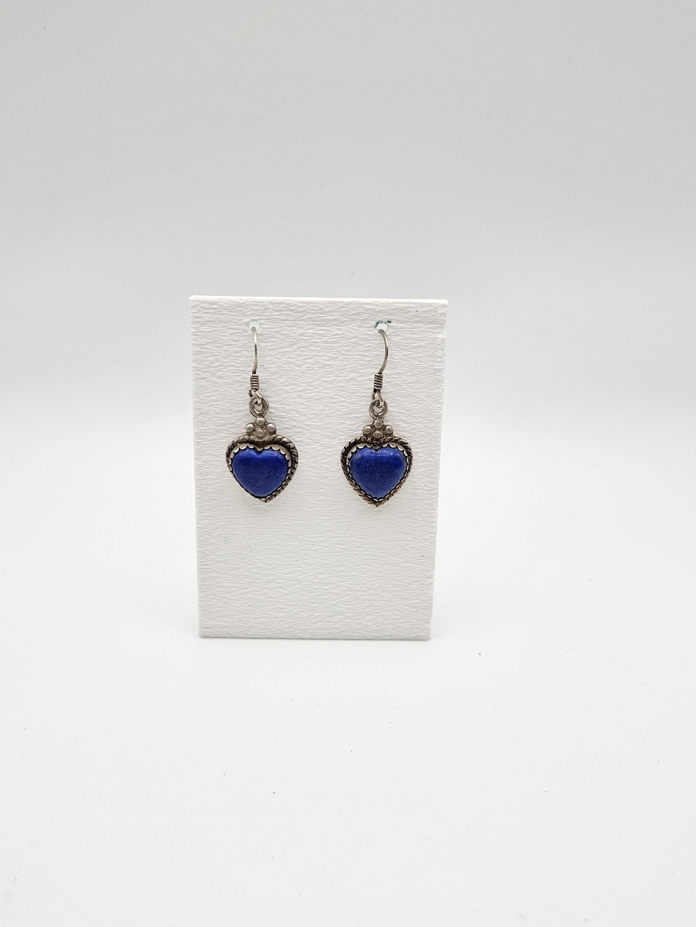Blue Heart Drop Earrings - Sterling Silver Women's Jewelry